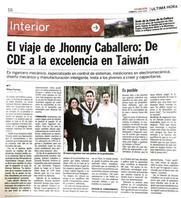Joven paraguayo obtiene título de ingeniero mecánico en la mejor universidad de Taiwán y volverá a contribuir a su patria