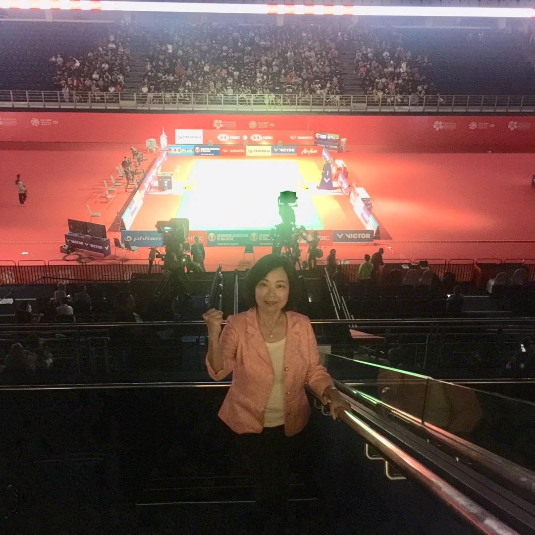 Wakil Anne Hung memberi sokongan kepada pasukan Chinese Taipei dalam pertandingan Perodua Malaysia Masters 2020.