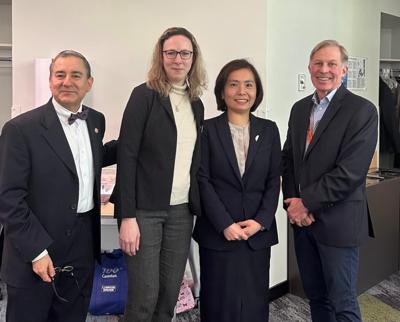 TECO Vancouver Director General Angel Liu shares her insights on the geopolitical implications of Taiwan’s 2024 presidential election with students at Capilano University’s Business School on February 14, 2024