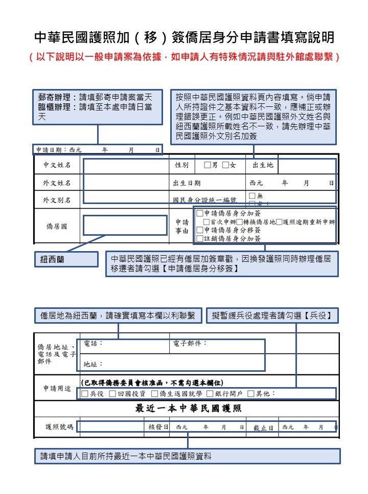 僑居身分申請書填寫說明1